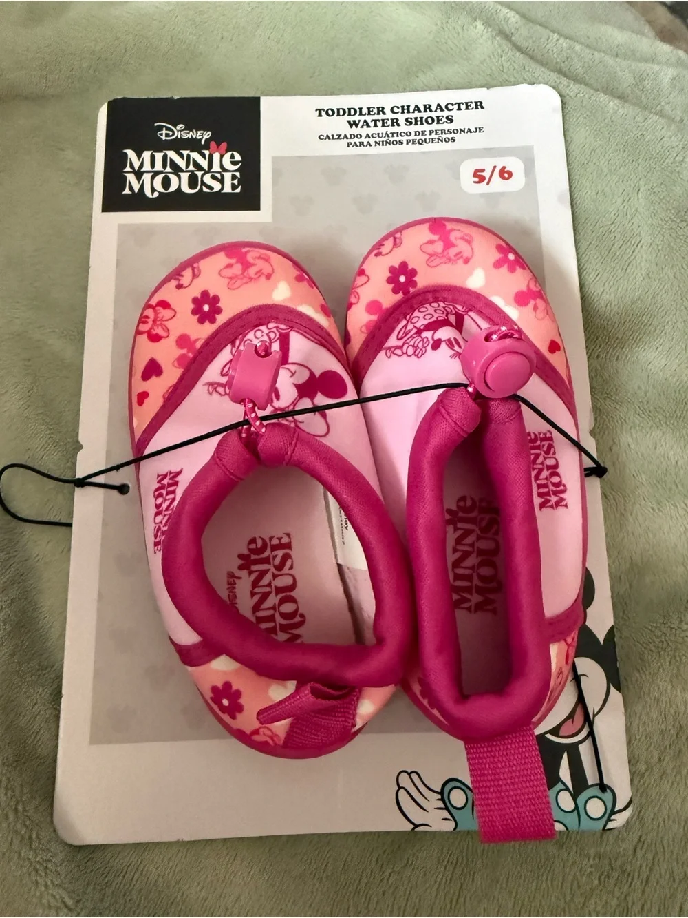 Disney Minnie Mouse Pink Floral Toddler Water Shoes 5/6